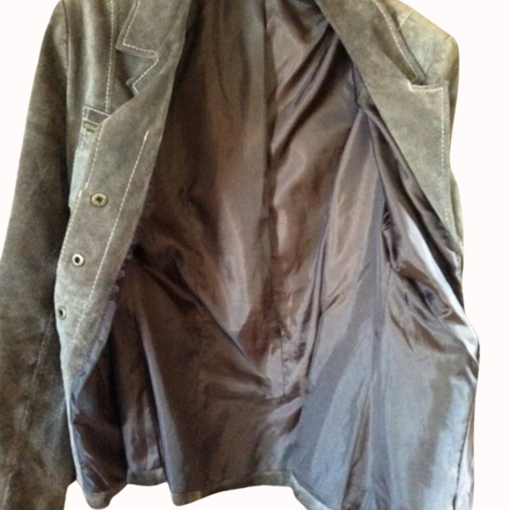 Vintage Brown Suede Zipper Jacket – Petite Size 10 - Picture 4 of 4